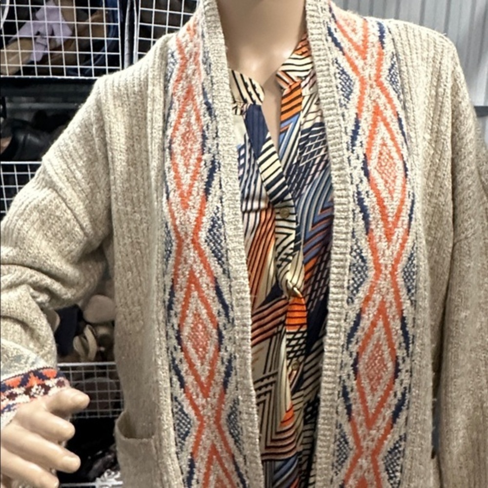 Lucky brand Women's Multicolor Patterned Sweaterjacket with pockets size m